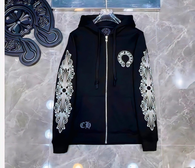 Ny unisex streetwear klassisk och mysig bekväm Chrome Hearts-huvtröja bild 11
