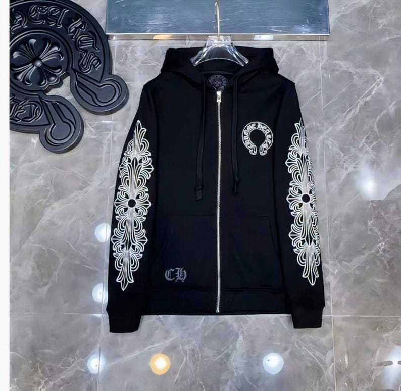 Ny unisex streetwear klassisk och mysig bekväm Chrome Hearts-huvtröja bild 10