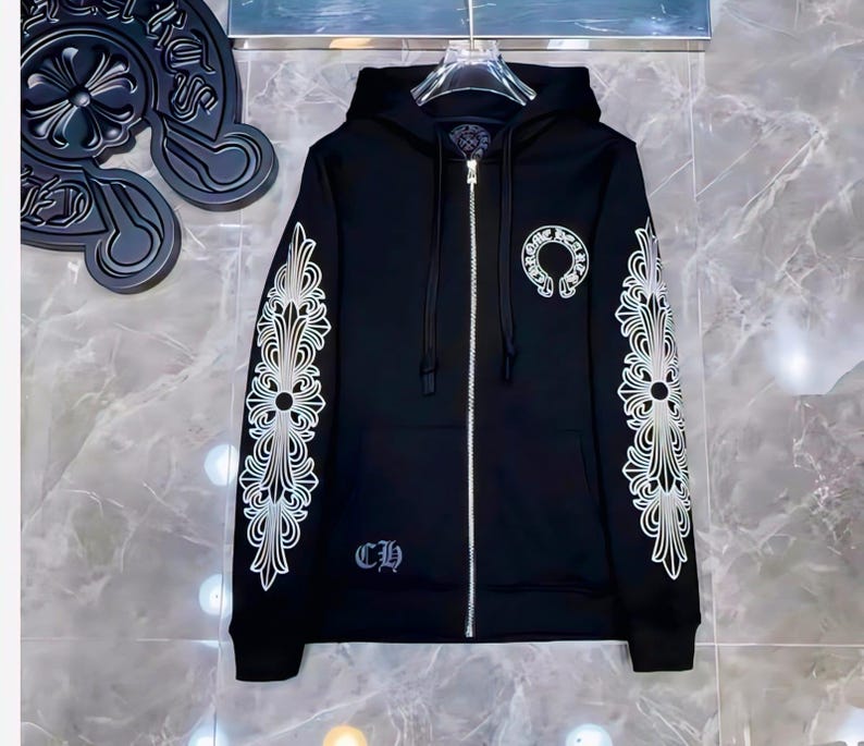 Ny unisex streetwear klassisk och mysig bekväm Chrome Hearts-huvtröja bild 9