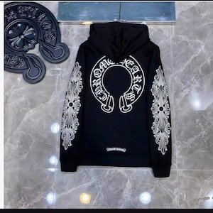 Ny unisex streetwear klassisk och mysig bekväm Chrome Hearts-huvtröja bild 6