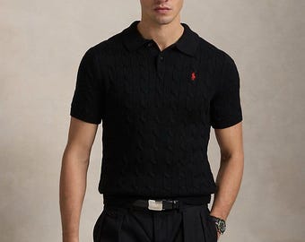 Polo Ralph Lauren Cable-Knit Polo Shirt , Trendy Clissic and Cozy