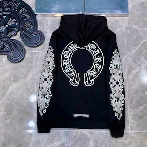 Ny unisex streetwear klassisk och mysig bekväm Chrome Hearts-huvtröja bild 1