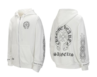 New Unisex Streetwear classic & cozy comfortable Chrome Hearts white Hoodie