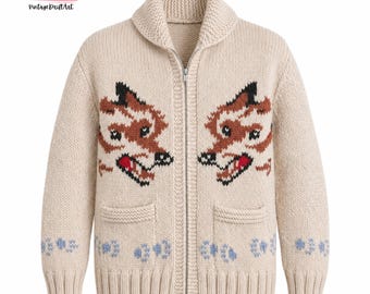 Cardigan nordico Wolf / Capospalla vintage ispirato all'Ave Maria