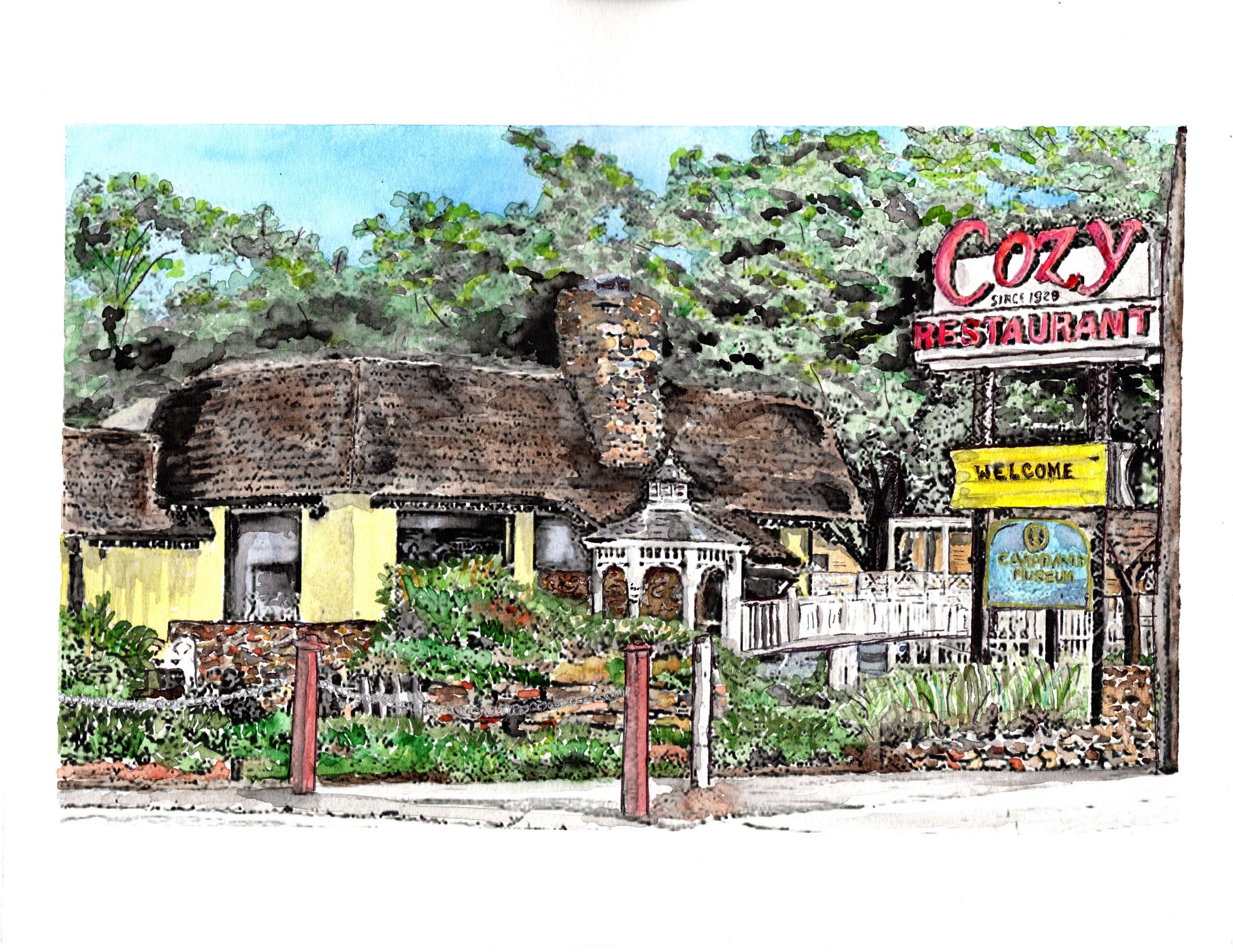 Cozy Restaurant Thurmont Maryland Watercolor Print Historic photo pic