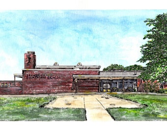 Brunswick Elementary School Watercolor Print, Brunswick Maryland Art