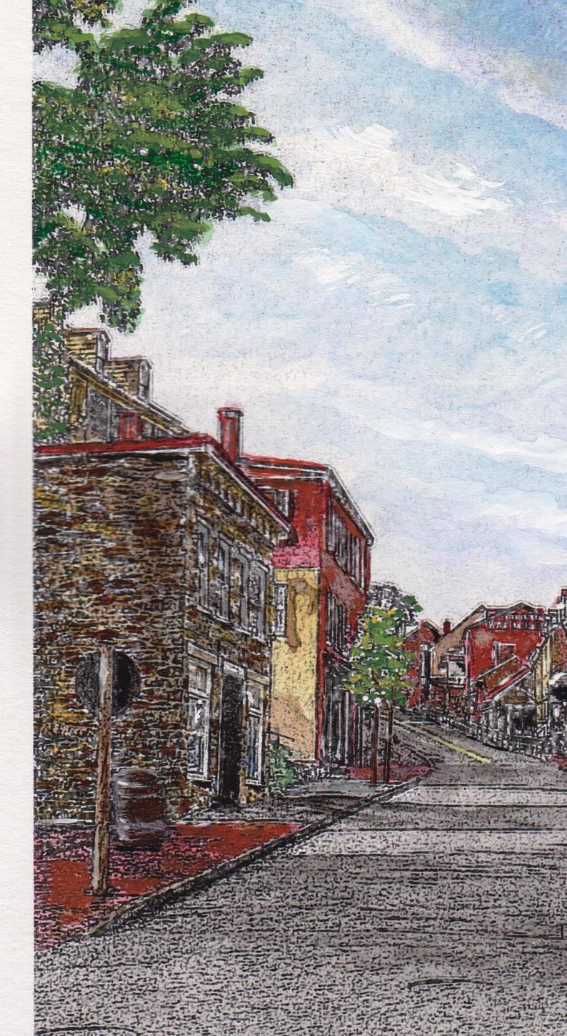 Harpers Ferry Watercolor Print, West Virginia Art, Historical Painting