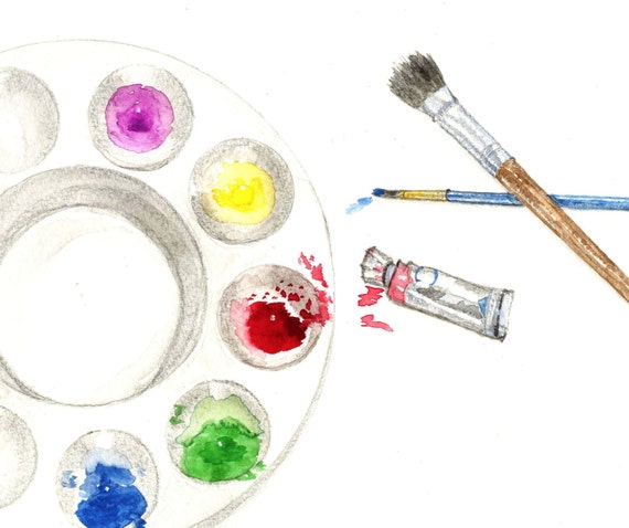 Watercolor Art Supplies Clipart Artist Paint Tools -  Sweden