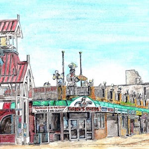 Tony&#39;s Pizza Ocean City Maryland Boardwalk Watercolor Print