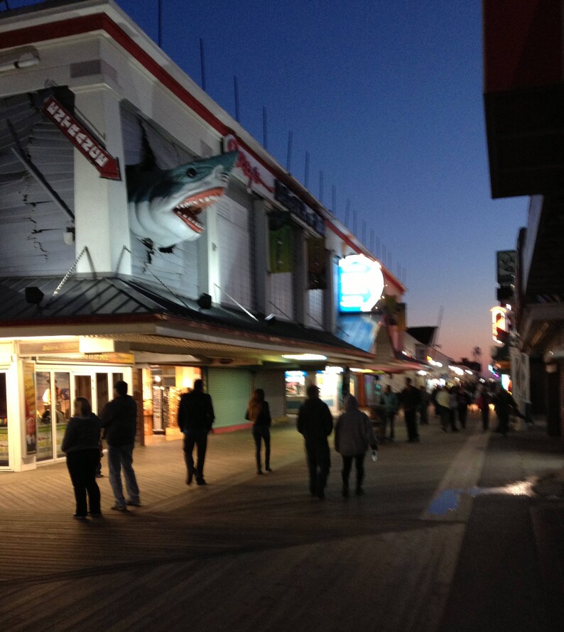 Ocean City Maryland Watercolor Print, Boardwalk at Night Painting
