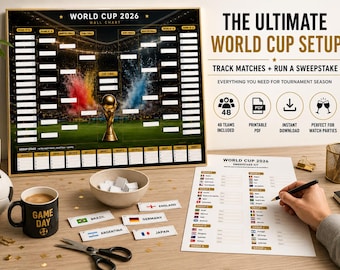World Cup 2026 Bundle Printable | Football Wall Chart & Sweepstake Kit PDF Download