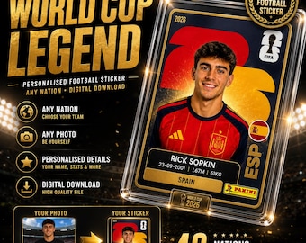 FLASH SALE Custom Football Sticker From Photo | FIFA World Cup Style | Personalised Digital Panini Card Gift png