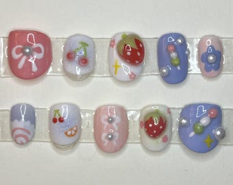 Sweet Fruit Custom Press-on Nails + Nail Prep