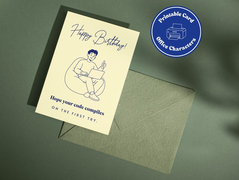 Developer Birthday Card | Code Compiles First Try | Funny Programmer Card | Software Engineer Gift | Printable