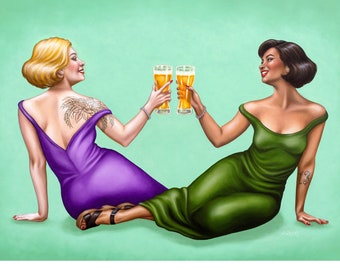 Let's Discuss over Drinks: SIGNED Open Edition 11x14" Giclée Print - City Wide Artist Series Label • 4Hands Brewing Company