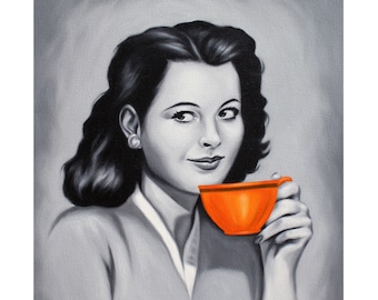 Coffee Series - Hedy Lamarr 11x14" Giclée Print - Oil Painting