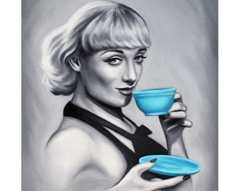 Coffee Series - Carole Lombard 11x14" Giclée Print - Oil Painting
