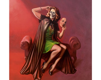 Just Another Minute, Dear: Limited SIGNED Edition 11x14" Giclée Print - Macabre Pin Up Oil Painting