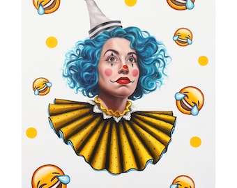 Social Clown - Limited SIGNED Edition 11x14" Giclée Print - Oil Painting