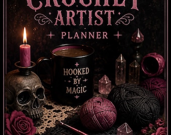 Crochet Artist Planner | Gothic Witchy Yarn Stash Tracker (Fillable PDF)