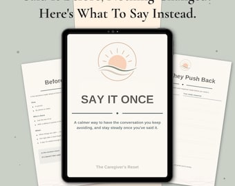 Caregiver Boundaries Workbook | Say It Once Printable | Hard Conversations Journal | Family Boundary Script PDF | Digital Download