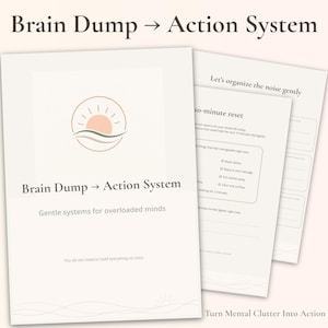 Brain-Dump-Arbeitsbuch (PDF) | Tagebuch für mentale Klarheit | Hilfe gegen Grübeleien | Gedankenorganisator | Druckbare Vorlage zum Zurücksetzen | Aktionsplaner | Mentaler Neustart
