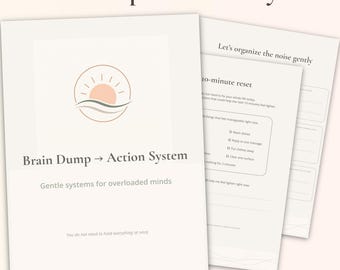 Brain Dump Workbook PDF | Mental Clarity Journal | Overthinking Help | Thought Organizer | Printable Reset | Action Planner | Mind Reset