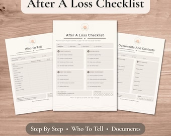 After A Loss Checklist UK | What To Do When Someone Dies Printable | Bereavement Admin Planner With Who To Tell List | A4 And US Letter