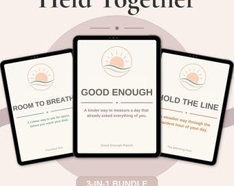 Held Together Bundle - 3 Workbooks for Touched Out Parenting, Mom Guilt and Evening Meltdowns - Parenting Overwhelm PDF Set