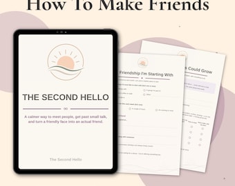 Making Friends As An Adult Workbook | The Second Hello Printable | Adult Friendship Journal | New In Town PDF | Instant Digital Download