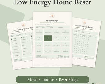Checkliste für energiesparendes Putzen | Checkliste zum Ausdrucken für einen Neustart des Zuhauses mit Putzbingo und wöchentlichem Raumplaner | Für Menschen mit ADHS geeignet | A4 und US Letter