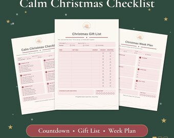 Weihnachtsplaner zum Ausdrucken | Checkliste für ein entspanntes Weihnachtsfest, Geschenkeliste und Wochenplan | Countdown bis Weihnachten | A4- und US-Letter-PDF