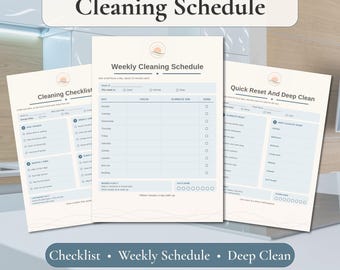 Cleaning Schedule Printable | Weekly Cleaning Checklist, 15 Minute Reset And Deep Clean By Room | Low Energy Home Routine | A4 And US Letter