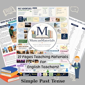 Peut inclure: Matériel pédagogique pour professeurs d'anglais, comprenant un jeu de société, des exercices de compréhension écrite et une liste de verbes irréguliers. Le matériel est axé sur le passé simple, avec 27 pages de ressources.