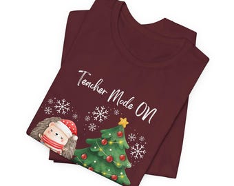 Teacher Mode On Holiday Survival Mode Christmas Teacher Shirt, Funny Christmas Teacher Gift, Holiday Teacher Tee