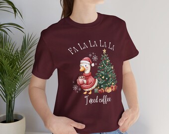 Fa La La La La I Need Coffee Christmas Teacher Shirt, Funny Christmas Teacher Gift, Elementary Teacher Christmas Shirt