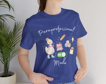 Camiseta "Modo Auxiliar de Professor" - Camiseta divertida para auxiliar de professor, Presente para auxiliar de professor, Camiseta para auxiliar de professor na volta às aulas