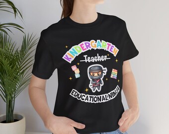 Camiseta Ninja Educativa para Professora de Jardim de Infância, Presente Divertido para Professora de Jardim de Infância, Camiseta de Volta às Aulas para Professoras, Agradecimento à Professora de Jardim de Infância