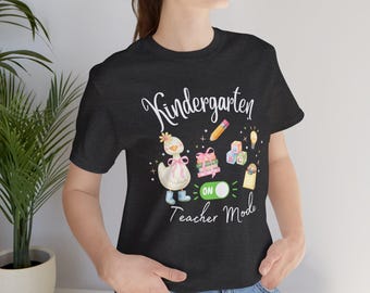 Camiseta "Modo Professor de Jardim de Infância Ligado", Presente Divertido para Professor de Jardim de Infância, Camiseta de Volta às Aulas para Professores, Camiseta Fofa de Ganso para Professores