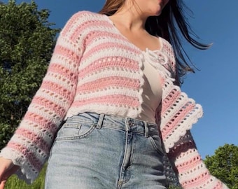 DE | Crochet Pattern Spring Cardigan PDF | German | Suitable for beginners | Size individually adjustable | Instant PDF Download | Crochet Pattern