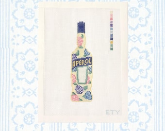 Lienzo para bordar con diseño de botella de spray de hortensias — 18 mallas