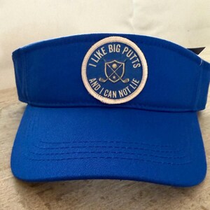 Funny Golf Visor | "I Like Big Putts" Custom Patch, Royal Blue Decky Hat
