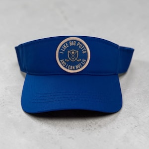 Funny Golf Visor | "I Like Big Putts" Custom Patch, Royal Blue Decky Hat