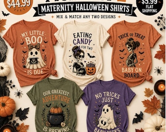 Maternity Halloween Bundle Shirts, Pregnancy Announcement Pick Any 2, Mom to Be Halloween Shirt, Baby Bump Costume, Spooky Pregnancy Gift