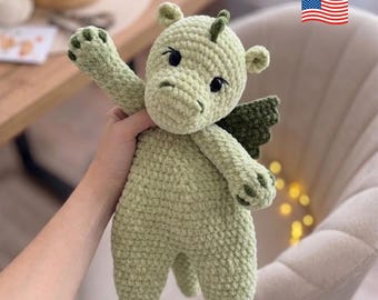 Dragon Lovey Crochet Pattern – Amigurumi Baby Comforter, Plush Toy (PDF Download)