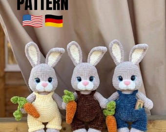 Patrón de conejito de ganchillo en PDF – Lindo conejito amigurumi, peluche de conejito de Pascua, pequeño animal de peluche, regalo de ganchillo hecho a mano, ideal para principiantes.