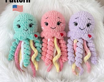 Patrón de ganchillo de medusa amigurumi en PDF / Peluche de animal marino (descarga instantánea)