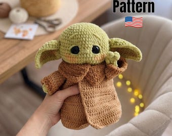 Patrón de ganchillo para bebé alienígena en PDF / Tutorial de muñeco amigurumi, juguete de peluche espacial hecho por uno mismo