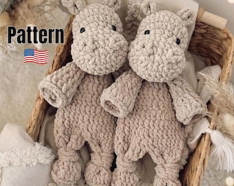 Patrón de ganchillo de hipopótamo en PDF / Lindo peluche de hipopótamo amigurumi, animal kawaii, fácil de hacer (descarga digital)