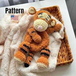 Tigervirkmönsterset PDF | Amigurumi-leksak, Baby Lovey-täcke (digital nedladdning)